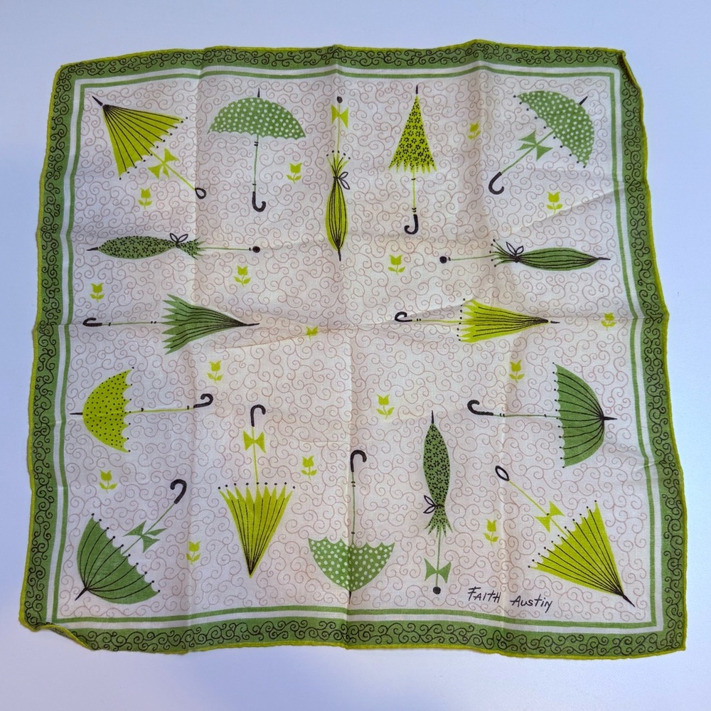 Faith Austin Vintage Umbrella Print Handkerchief - Yellow and Green